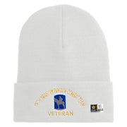 U.S. Army 116th Infantry Brigade Combat Team Logo Embroidered 12 Inch Solid Knit Cuff Long Beanie Made in USA - White OSFM