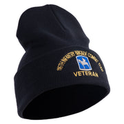 U.S. Army 116th Infantry Brigade Combat Team Logo Embroidered 12 Inch Solid Knit Cuff Long Beanie Made in USA - Navy OSFM