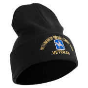 U.S. Army 116th Infantry Brigade Combat Team Logo Embroidered 12 Inch Solid Knit Cuff Long Beanie Made in USA - Black OSFM