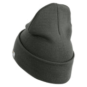 U.S. Army 170th Infantry Brigade Logo Embroidered 12 Inch Solid Knit Cuff Long Beanie Made in USA - Charcoal OSFM