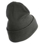 U.S. Army 170th Infantry Brigade Logo Embroidered 12 Inch Solid Knit Cuff Long Beanie Made in USA - Charcoal OSFM