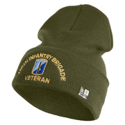 U.S. Army 170th Infantry Brigade Logo Embroidered 12 Inch Solid Knit Cuff Long Beanie Made in USA - Olive OSFM