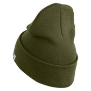 U.S. Army 170th Infantry Brigade Logo Embroidered 12 Inch Solid Knit Cuff Long Beanie Made in USA - Olive OSFM