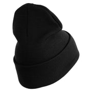 U.S. Army 170th Infantry Brigade Logo Embroidered 12 Inch Solid Knit Cuff Long Beanie Made in USA - Black OSFM