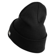 U.S. Army 172nd Infantry Brigade Logo Embroidered 12 Inch Solid Knit Cuff Long Beanie Made in USA - Black OSFM