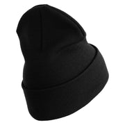 U.S. Army 172nd Infantry Brigade Logo Embroidered 12 Inch Solid Knit Cuff Long Beanie Made in USA - Black OSFM