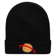 Planet Pizza Embroidered 12 Inch Long Knitted Beanie