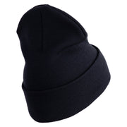 U.S. Army 172nd Infantry Brigade Logo Embroidered 12 Inch Solid Knit Cuff Long Beanie Made in USA - Navy OSFM