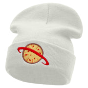 Planet Pizza Embroidered 12 Inch Long Knitted Beanie