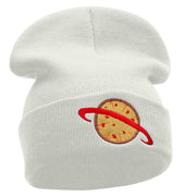 Planet Pizza Embroidered 12 Inch Long Knitted Beanie