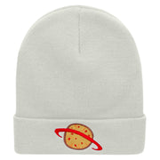 Planet Pizza Embroidered 12 Inch Long Knitted Beanie