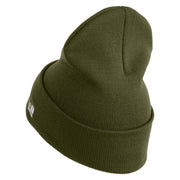 U.S. Army 172nd Infantry Brigade Logo Embroidered 12 Inch Solid Knit Cuff Long Beanie Made in USA - Olive OSFM