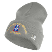 U.S. Army 172nd Infantry Brigade Logo Embroidered 12 Inch Solid Knit Cuff Long Beanie Made in USA - Graphite OSFM