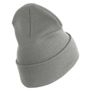 U.S. Army 172nd Infantry Brigade Logo Embroidered 12 Inch Solid Knit Cuff Long Beanie Made in USA - Graphite OSFM