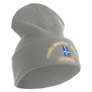 U.S. Army 172nd Infantry Brigade Logo Embroidered 12 Inch Solid Knit Cuff Long Beanie Made in USA - Graphite OSFM