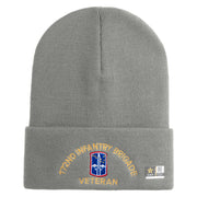 U.S. Army 172nd Infantry Brigade Logo Embroidered 12 Inch Solid Knit Cuff Long Beanie Made in USA - Graphite OSFM