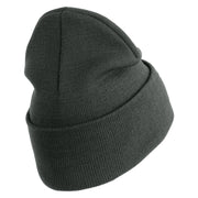U.S. Army 174th Infantry Brigade Logo Embroidered 12 Inch Solid Knit Cuff Long Beanie Made in USA - Graphite OSFM
