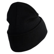 U.S. Army 174th Infantry Brigade Logo Embroidered 12 Inch Solid Knit Cuff Long Beanie Made in USA - Black OSFM