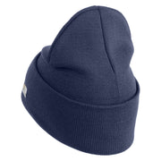 U.S. Army 174th Infantry Brigade Logo Embroidered 12 Inch Solid Knit Cuff Long Beanie Made in USA - Navy OSFM