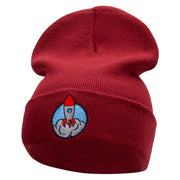 Rocket Takeoff Embroidered 12 Inch Long Knitted Beanie