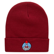 Rocket Takeoff Embroidered 12 Inch Long Knitted Beanie