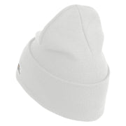 U.S. Army 196th Infantry Brigade Logo Embroidered 12 Inch Solid Knit Cuff Long Beanie Made in USA - White OSFM