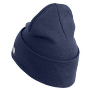 U.S. Army 196th Infantry Brigade Logo Embroidered 12 Inch Solid Knit Cuff Long Beanie Made in USA - Navy OSFM