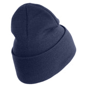 U.S. Army 196th Infantry Brigade Logo Embroidered 12 Inch Solid Knit Cuff Long Beanie Made in USA - Navy OSFM
