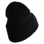 U.S. Army 196th Infantry Brigade Logo Embroidered 12 Inch Solid Knit Cuff Long Beanie Made in USA - Black OSFM