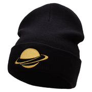 Planet Saturn Embroidered 12 Inch Long Knitted Beanie