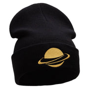 Planet Saturn Embroidered 12 Inch Long Knitted Beanie