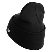 U.S. Army 198th Infantry Brigade Logo Embroidered 12 Inch Solid Knit Cuff Long Beanie Made in USA - Black OSFM