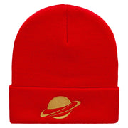 Planet Saturn Embroidered 12 Inch Long Knitted Beanie