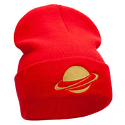 Planet Saturn Embroidered 12 Inch Long Knitted Beanie