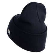 U.S. Army 198th Infantry Brigade Logo Embroidered 12 Inch Solid Knit Cuff Long Beanie Made in USA - Navy OSFM
