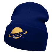 Planet Saturn Embroidered 12 Inch Long Knitted Beanie