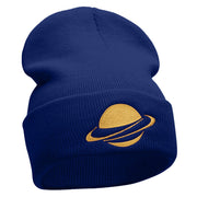 Planet Saturn Embroidered 12 Inch Long Knitted Beanie