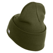 U.S. Army 198th Infantry Brigade Logo Embroidered 12 Inch Solid Knit Cuff Long Beanie Made in USA - Olive OSFM