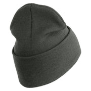 U.S. Army 198th Infantry Brigade Logo Embroidered 12 Inch Solid Knit Cuff Long Beanie Made in USA - Charcoal OSFM