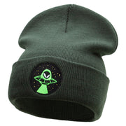 Alien Night Life Embroidered 12 Inch Long Knitted Beanie