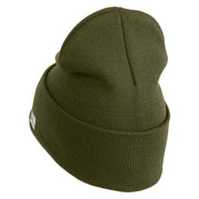 U.S. Army 199th Infantry Brigade Logo Embroidered 12 Inch Solid Knit Cuff Long Beanie Made in USA - Olive OSFM