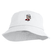 Classic 1929 Popeye Head Design Embroidered Unisex Multipurpose Crushable Cotton Twill Bucket Hat - White M