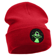 Alien Night Life Embroidered 12 Inch Long Knitted Beanie