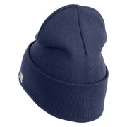 U.S. Army 199th Infantry Brigade Logo Embroidered 12 Inch Solid Knit Cuff Long Beanie Made in USA - Navy OSFM