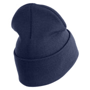 U.S. Army 199th Infantry Brigade Logo Embroidered 12 Inch Solid Knit Cuff Long Beanie Made in USA - Navy OSFM