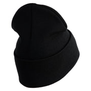 U.S. Army 199th Infantry Brigade Logo Embroidered 12 Inch Solid Knit Cuff Long Beanie Made in USA - Black OSFM
