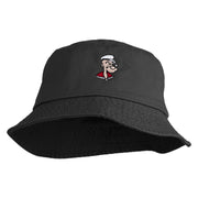 Classic 1929 Popeye Head Design Embroidered Unisex Multipurpose Crushable Cotton Twill Bucket Hat - Black M