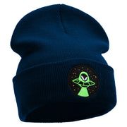 Alien Night Life Embroidered 12 Inch Long Knitted Beanie