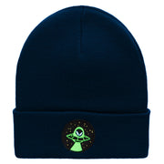 Alien Night Life Embroidered 12 Inch Long Knitted Beanie