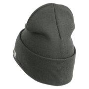 U.S. Army 199th Infantry Brigade Logo Embroidered 12 Inch Solid Knit Cuff Long Beanie Made in USA - Charcoal OSFM
